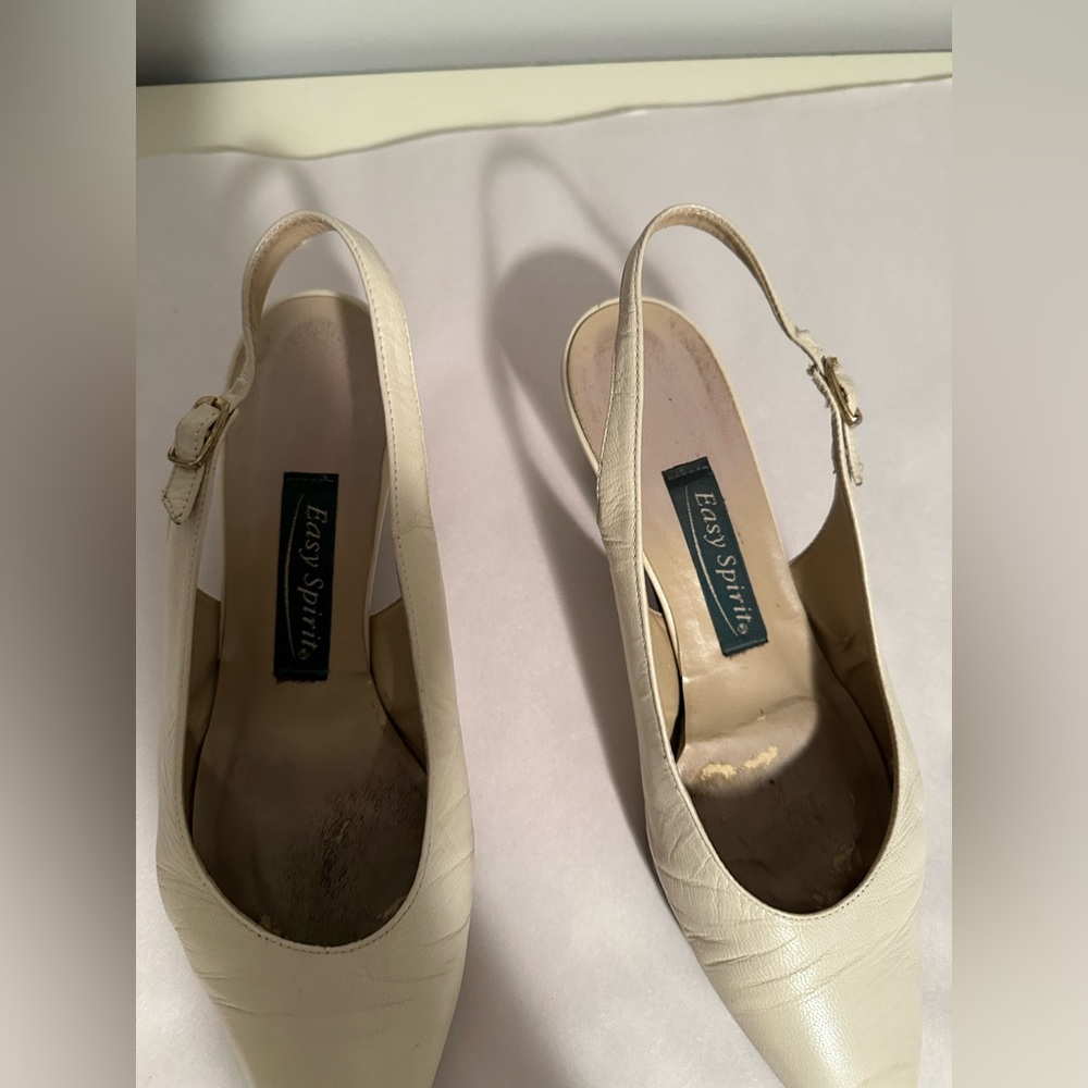 Easy spirit, cream coloured sling back shoes.